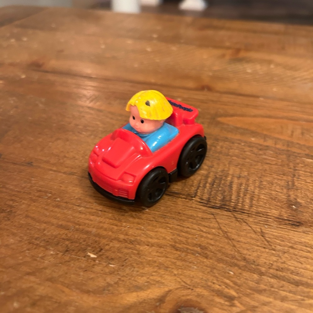 Fisher Price Little People Eddie red car wheelie as is